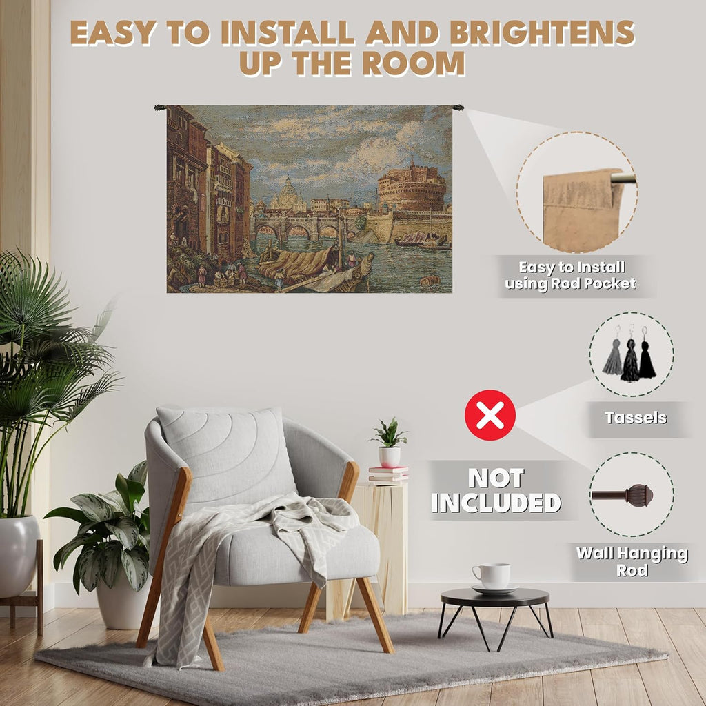 Charlotte Home Furnishings Inc. C Rome Tapestry Wall Hanging | Viscose Cotton and Polyester Blend Wall Art | 13 in. x 19 in | Home Decor Accents | Inspired by Alessia Cara