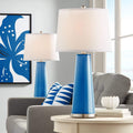 Color + Plus Leo 29 1/2' Hyper Blue Glass Table Lamps Set of 2