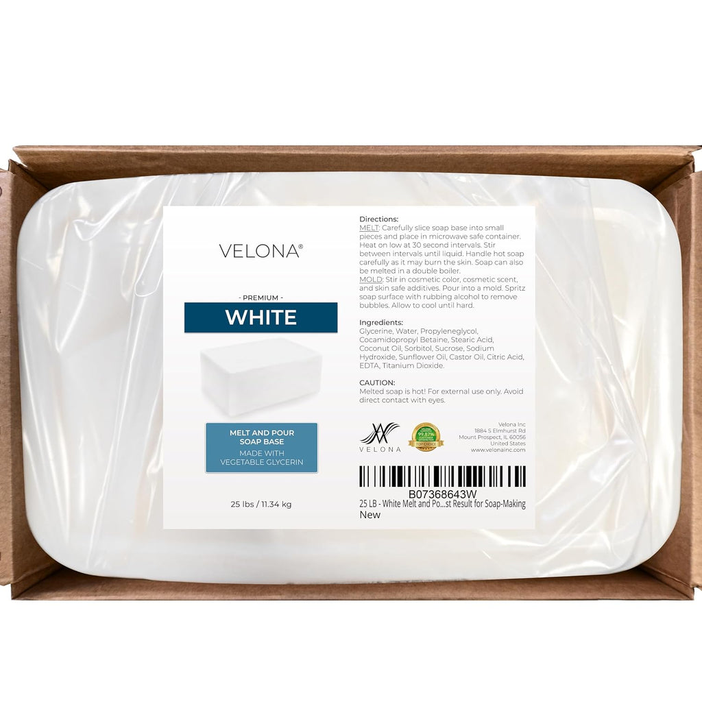 velona 25 LB - White Melt and Pour Soap Base Bulk SLS/SLES free | Natural Bars for The Best Result for Soap-Making