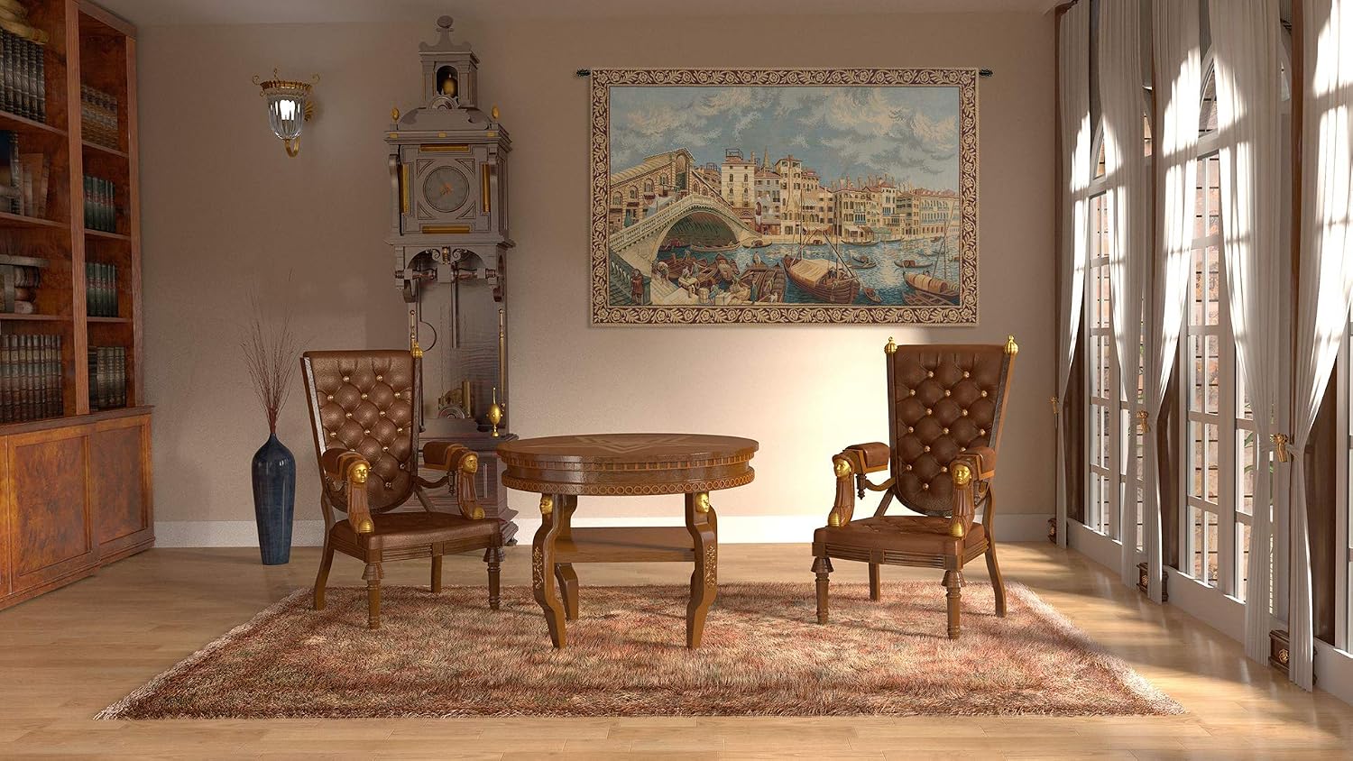 C Charlotte Home Furnishings Inc Ponte di Rialto Tapestry Wall Hanging | Viscose Cotton and Polyester Blend Wall Art | 26 in. x 39 in. | Home Decor Accents | Inspired by Alberto Passini
