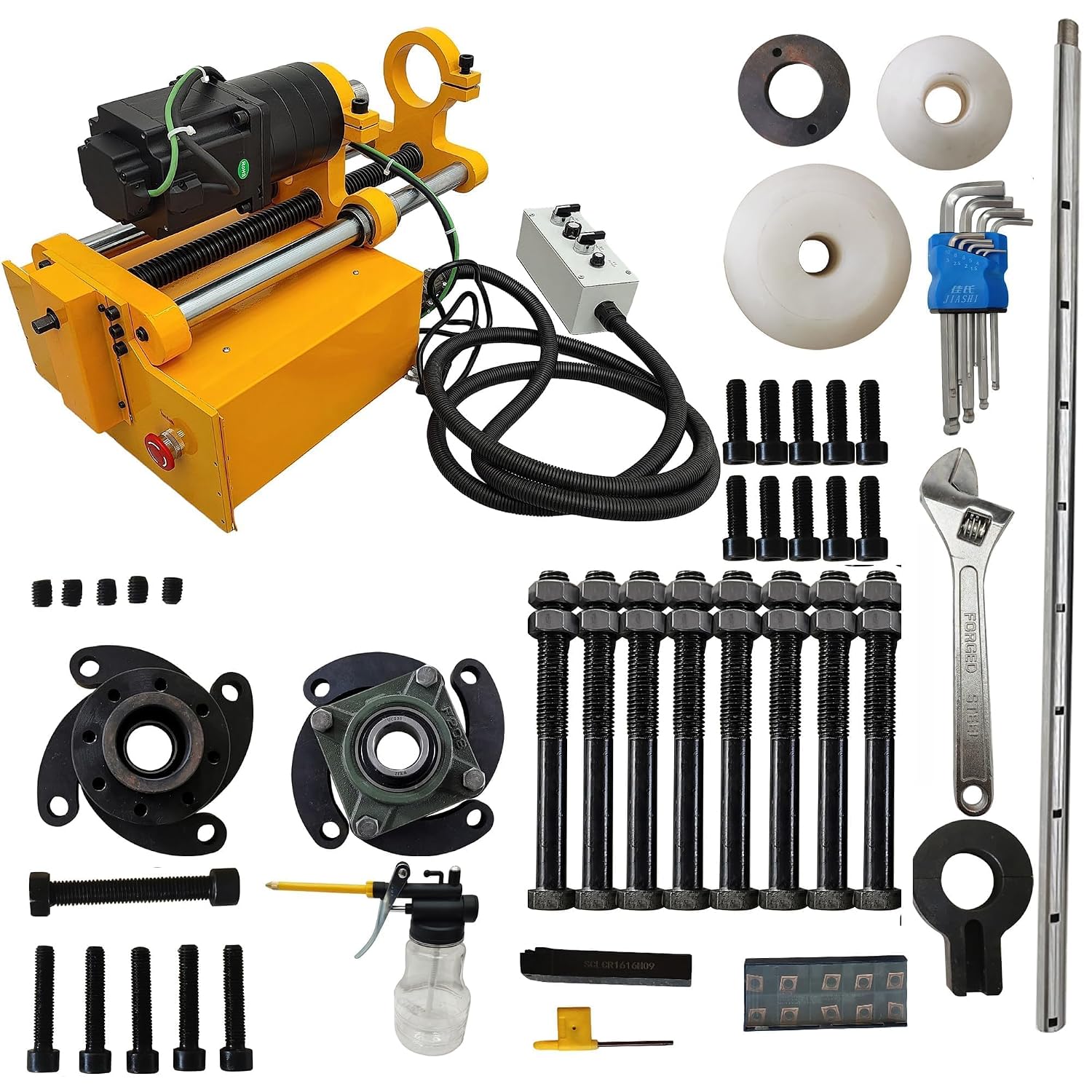 110V Portable Line Boring Machine, Hole Drilling Machine Bore Diameter 2.16'-10.23', with 4.92ft Drilling Bar and Control Handle, Professional Boring Equipment for Excavator Loader