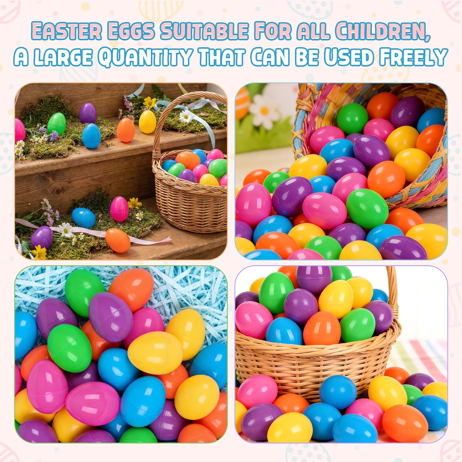 YEAHBEER 2000 Pcs Easter Eggs, 2.4' Assorted Bright Colors Plastic Easter Eggs for Easter Hunt, Basket Stuffers Fillers, Easter Themed Decorations, Theme Party Favor, Classroom Prize Supplies