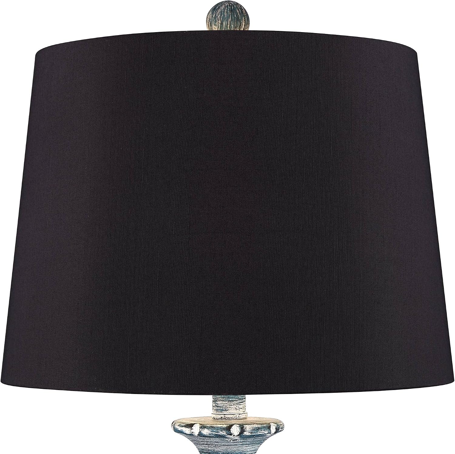 Regency Hill Tanya Country Cottage Traditional Style Table Lamps 26.5' High Set of 2 Blue Wash Resin Black Faux Silk Drum Shade Decor for Living Room Bedroom House Bedside Nightstand Home