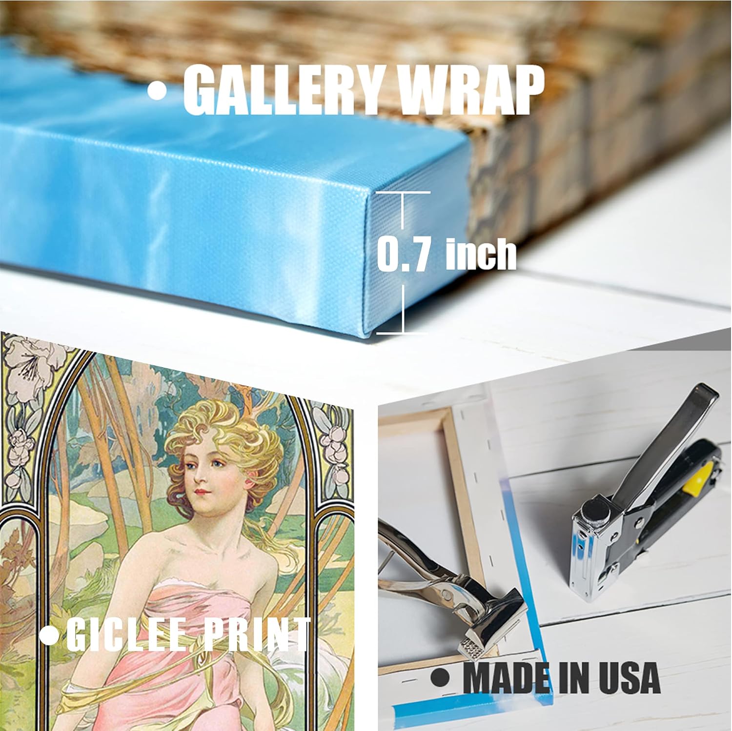 A&T ARTWORK The Times of the Day by Alphonse Mucha 4 Panel wall Art for Home Decorations Giclee Canvas Print 30x12inch x4pcs(30x48inch)