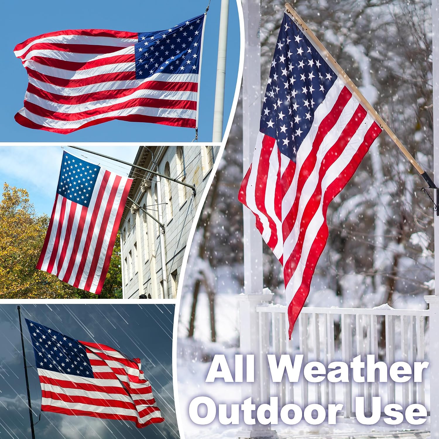 American Flag 10x15 FT TearProof Series, Heavy Duty Tough Spun Polyester USA Flags High Wind for Outside Outdoor with Durable Embroidered Stars Sewn Stripes 5 Brass Grommets