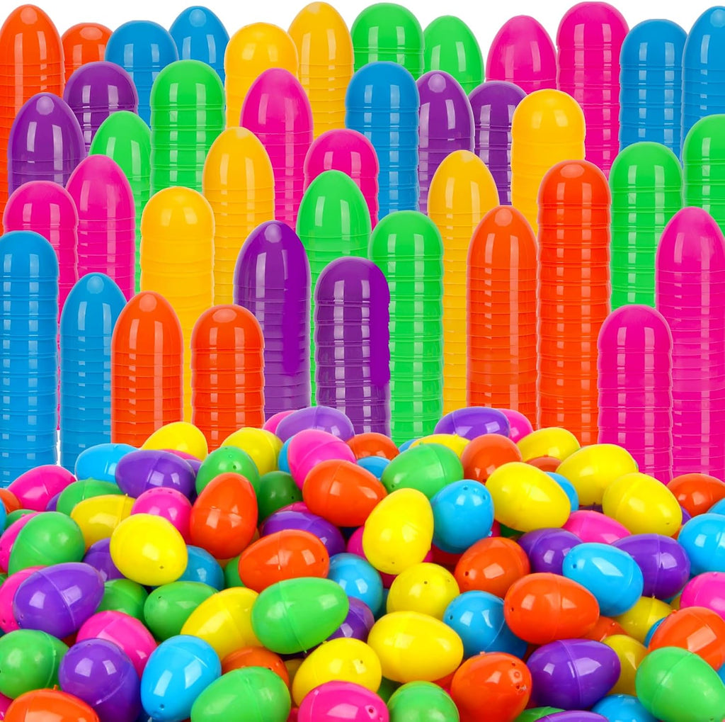 YEAHBEER 2000 Pcs Easter Eggs, 2.4' Assorted Bright Colors Plastic Easter Eggs for Easter Hunt, Basket Stuffers Fillers, Easter Themed Decorations, Theme Party Favor, Classroom Prize Supplies