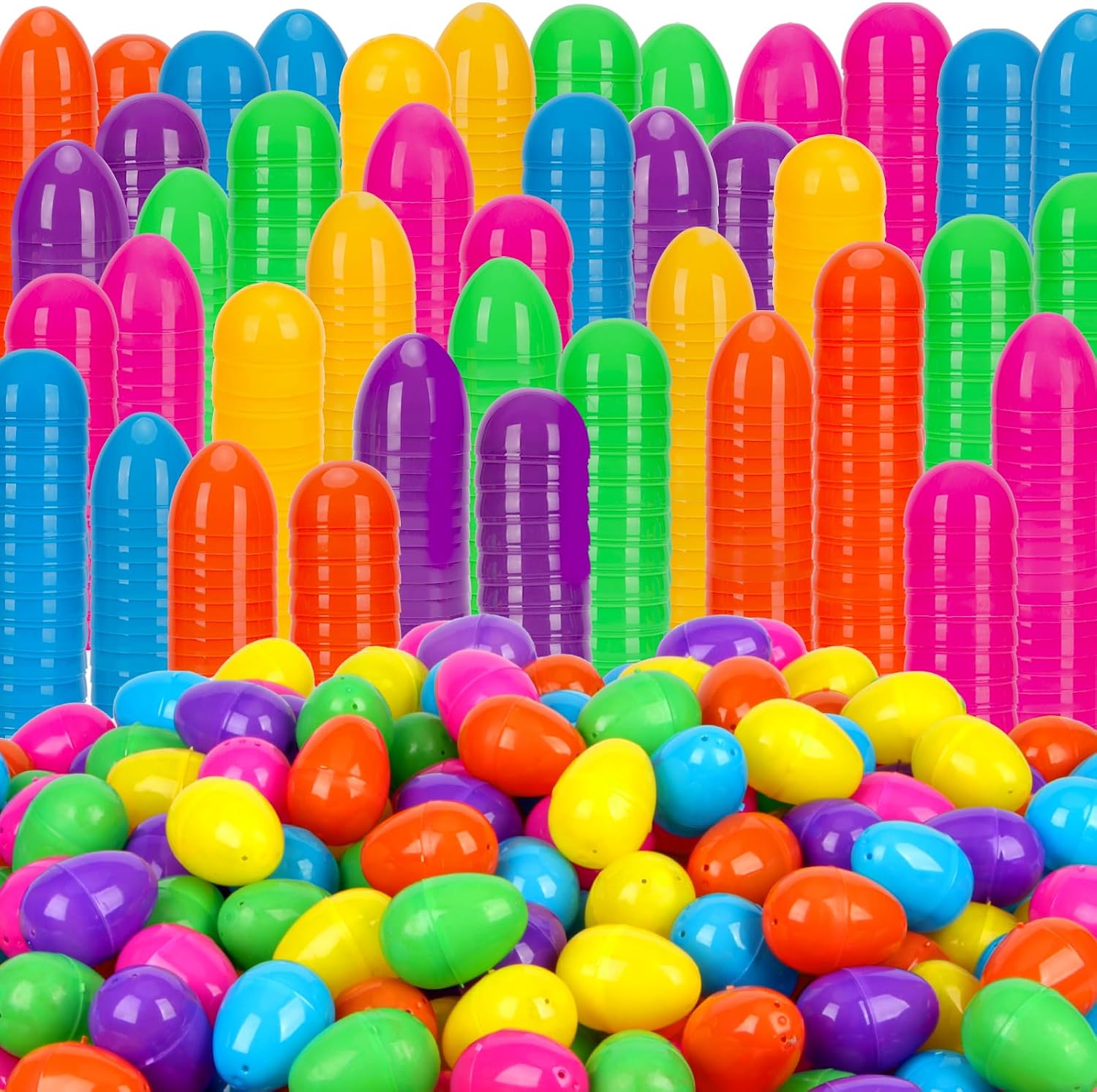 YEAHBEER 2000 Pcs Easter Eggs, 2.4' Assorted Bright Colors Plastic Easter Eggs for Easter Hunt, Basket Stuffers Fillers, Easter Themed Decorations, Theme Party Favor, Classroom Prize Supplies