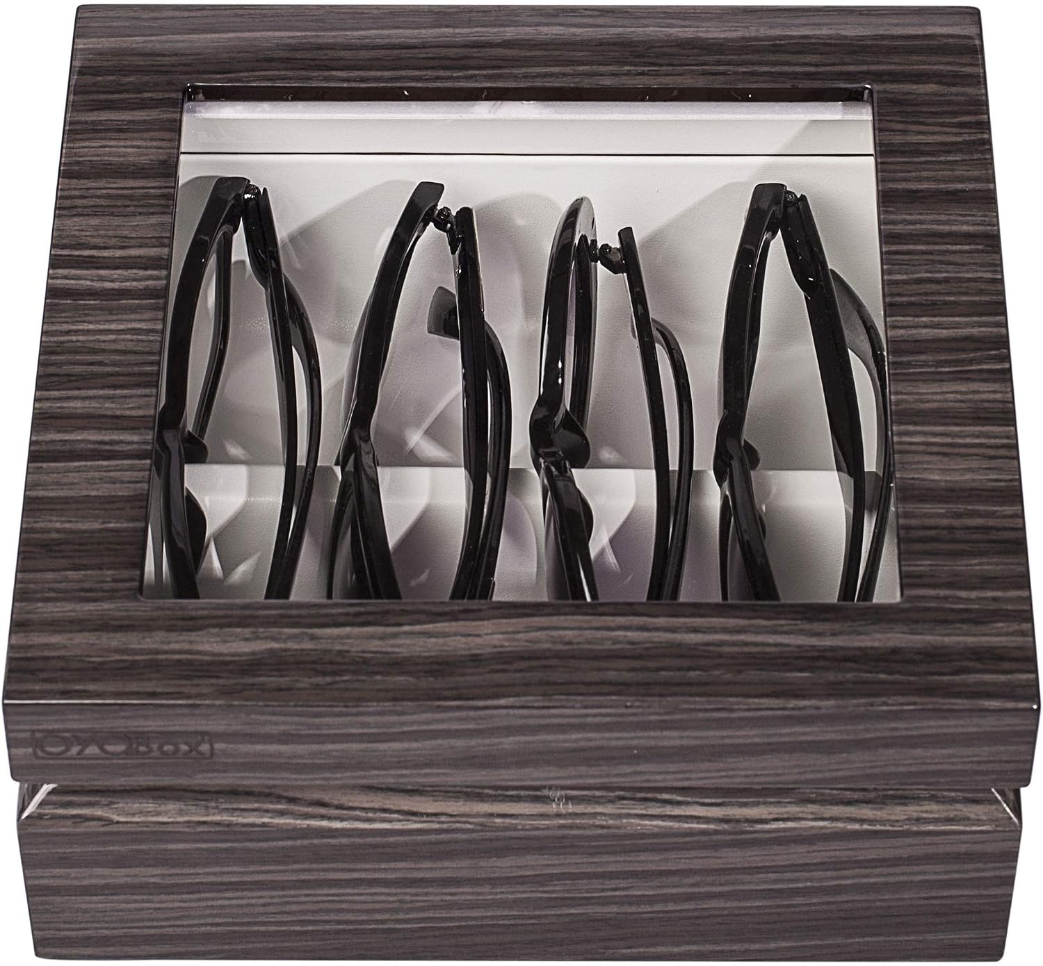 OYOBox Mini Luxury Eyewear Organizer, Wood Display Box for Glasses + Sunglasses