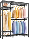 VIPEK Clothes Rack for Hanging Clothes, Heavy Duty Closet Rack with 4 Tiers Wire Shelving & 3 Hanging Rods, Free Standing Closet Wardrobe, 45' Lx16.5 Wx76.4 H, Max Load 700LBS, Black