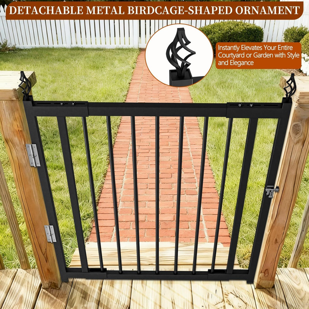 Heavy-Duty Deck Fence Gate Outdoor, No Cutting Required，Upgraded Adjustable 37.4 to 49.2''W x 33''H, Fence Gate, Suitable for Decks, Patios, Gardens, Yards, (with Latch and Auto-Closing Hinge)