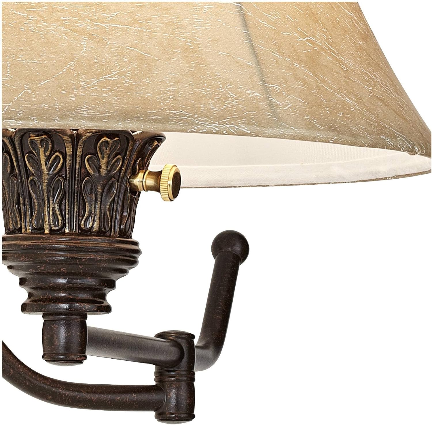 Barnes and Ivy Rosslyn Rustic French Country Swing Arm Wall Lamps Set of 2 Bronze Plug-in Light Fixture Faux Leather Bell Shade for Cottage Core Bedroom Bedside House Reading Living Room Home Dining