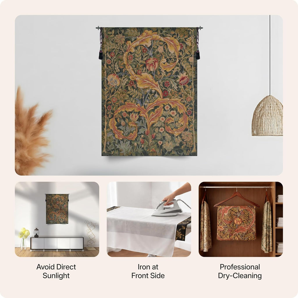 Charlotte Home Furnishings Inc French Boho Tapestry Wall Hanging 58 x 28 in, Animals Brown Medium Aesthetic Woven Wall Art decor for Living Room Home Decor, European Cotton Jacquard Woven