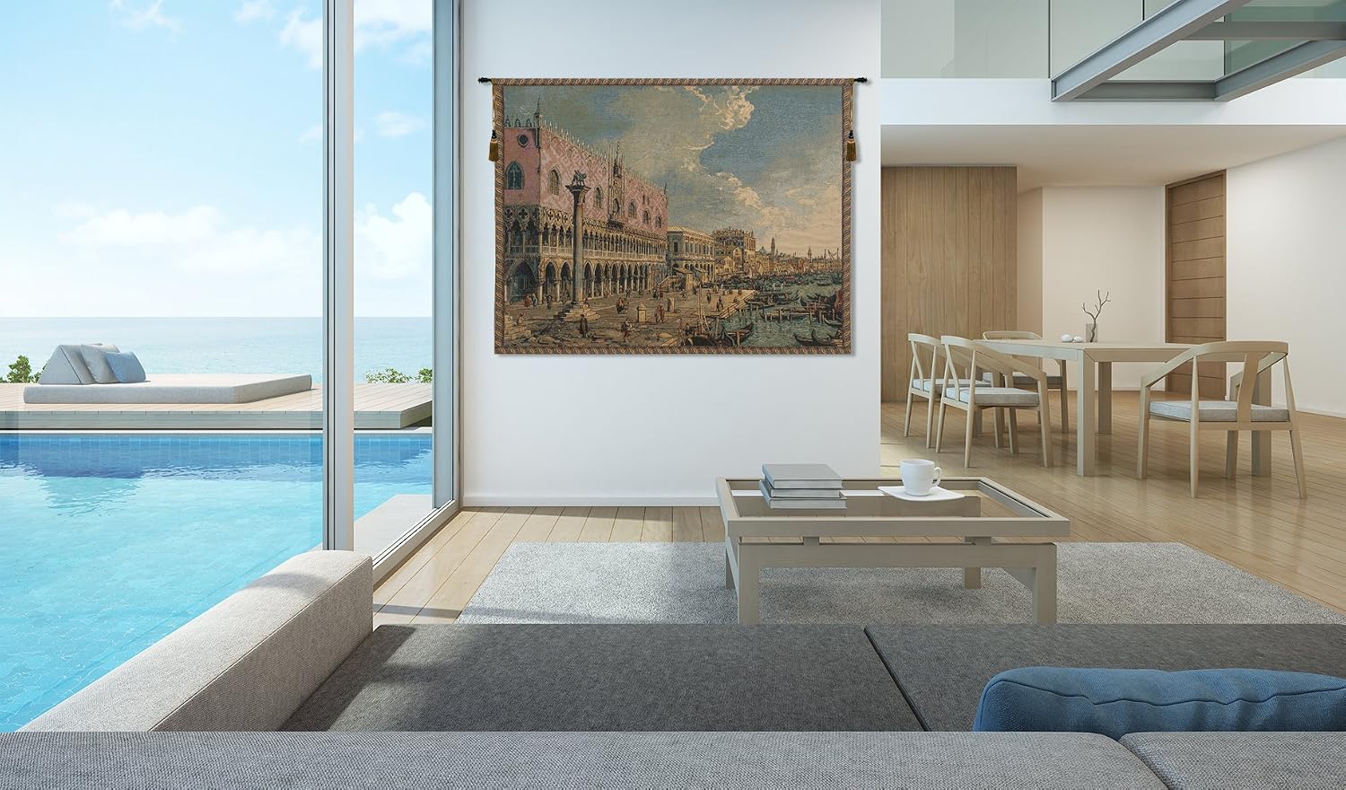 Charlotte Home Furnishings Italian Tapestry Wall Hanging 38x 54 in Riva Degli Schiavoni Wall Art Woven Tapestry for Bedroom Aesthetic Living Room and Home Decor European Soft Cotton Jacquard Woven