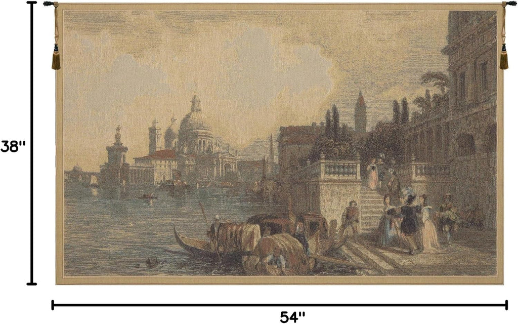 Charlotte Home Furnishings Italian Tapestry Wall Hanging 34 x 56 in S.M. Della Salute Wall Art Woven Tapestry for Bedroom Aesthetic Living Room and Home Decor European Soft Cotton Jacquard Woven