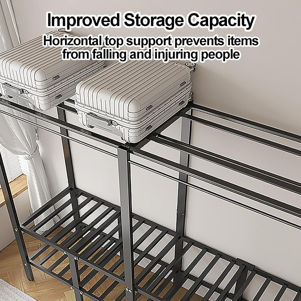 Foldable Wardrobe Closet with Cover, Garment Rack for Hanging Clothes, Portable Metal Clothing Rack with 4 Hanging Rods, Steel Tube Clothes Storage Organizer(Yellow3,150cm/59.1inch)
