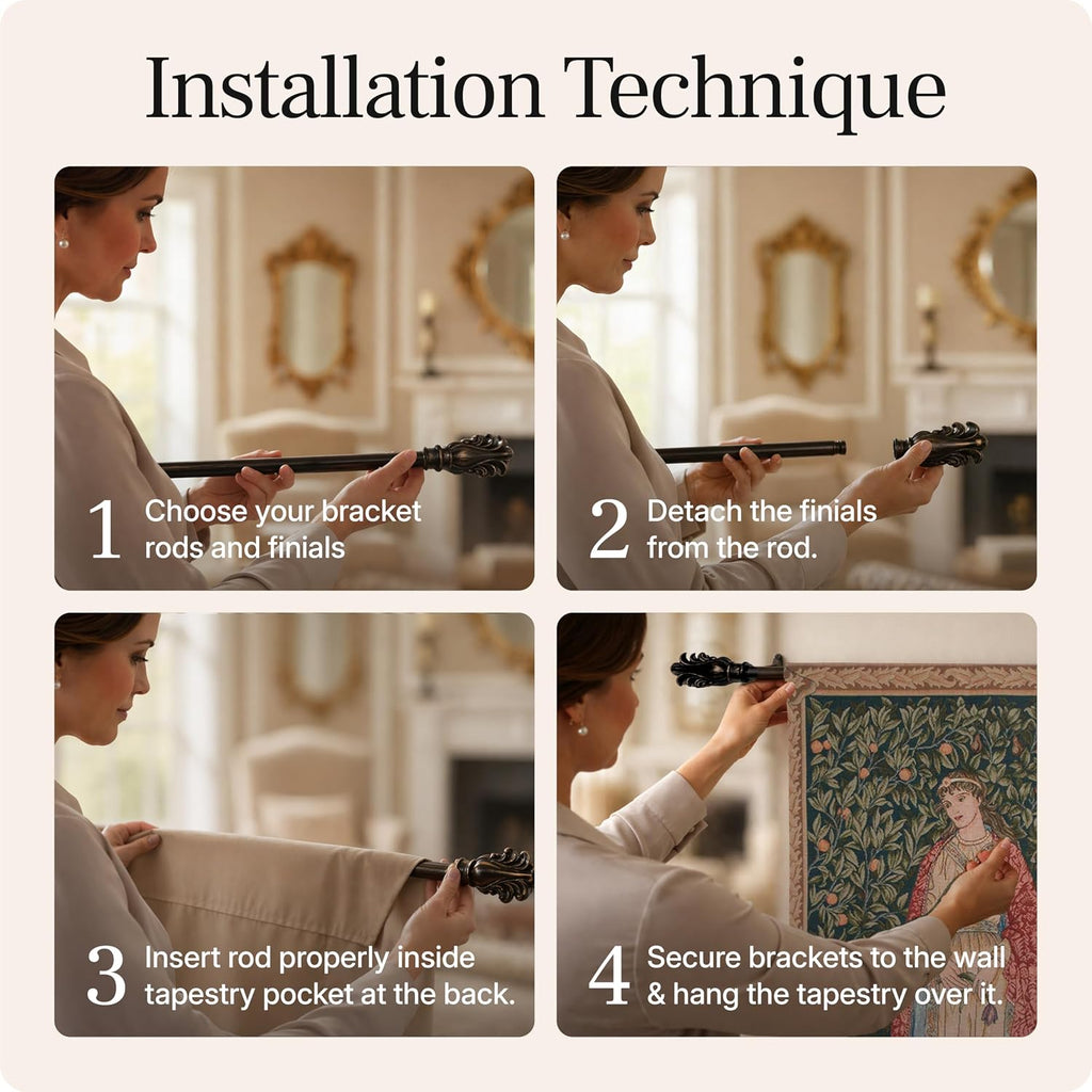 Charlotte Home Furnishings Inc French Boho Tapestry Wall Hanging 48 x 30 in, Orchard Aesthetic Woven Wall Art decor for Living Room Home Decor, European Cotton Jacquard Woven