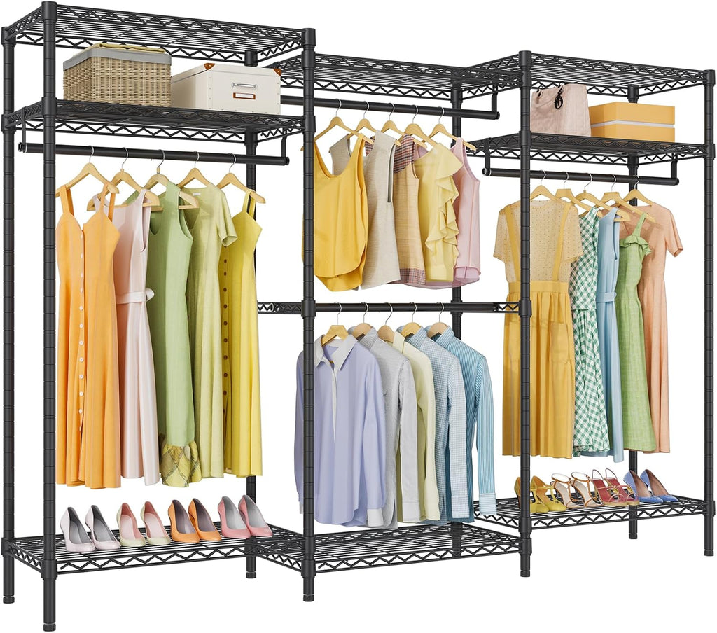 VIPEK V5i Plus Wire Garment Rack Heavy Duty Clothes Racks for Hanging Clothes, Large Free Standing Wardrobe Closet Metal Clothing Racks with Adjustable Shelves for Bedroom, Black