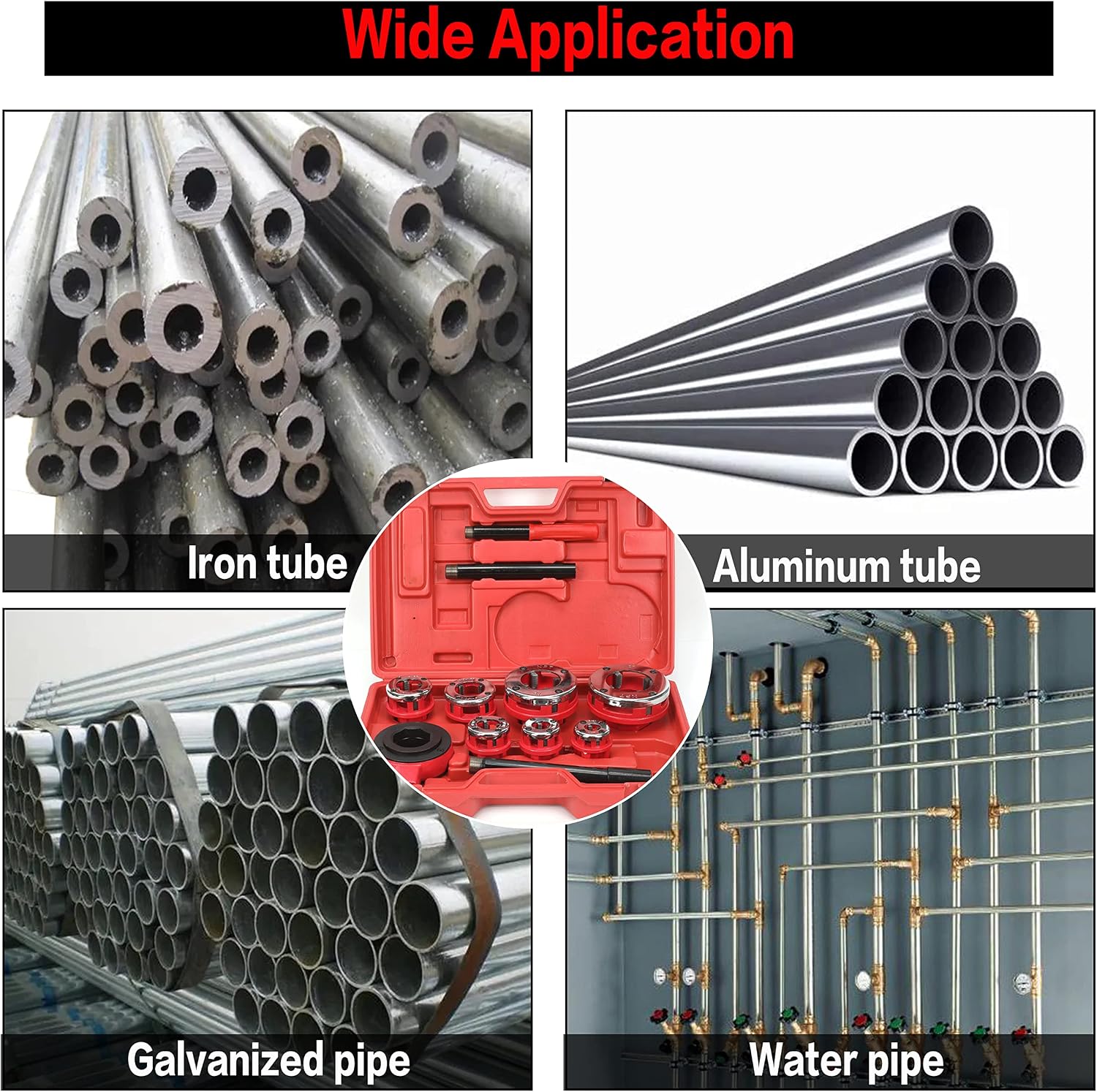 HFS(R Ratchet Pipe Threader Kit Ratcheting Pipe Threading Tool Set (7 dies 3/8', 1/2', 3/4',1', 1-1/4', 1-1/2', and 2')