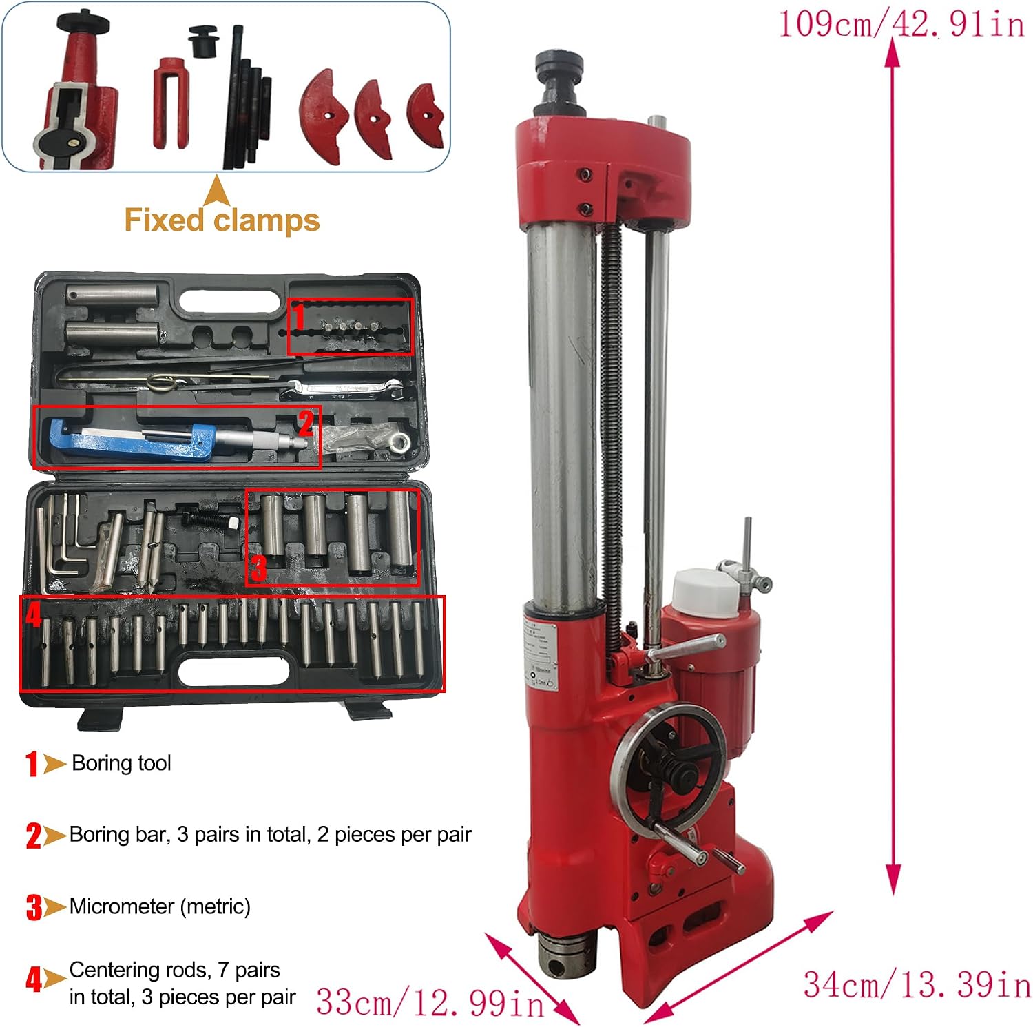 Cylinder Boring Machine Vertical Mechanical Car Repair Equipment Engine Cylinder Boring Device with Boring Range 3.15-6.5'' Max Boring Depth 15.75'' for Auto Engine Cylinder Repair 220V