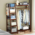 Bamboo Clothing Racks Portable Garment Rack for Hanging Clothes, Freestanding Clothes Rack with Storage Shelf, Closet System Coat Racks for Entryway Bedroom Living Room,Brown(80cm)
