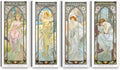A&T ARTWORK The Times of the Day by Alphonse Mucha 4 Panel wall Art for Home Decorations Giclee Canvas Print 30x12inch x4pcs(30x48inch)