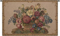 Charlotte Home Furnishings Inc. Flower Basket With Cream Chenille Italian Tapestry Wall Hanging 24 X 42 Inch Viscose Cotton & Polyester Blend Wall Art Perfect for Home & Wall Decor By Alberto Passini