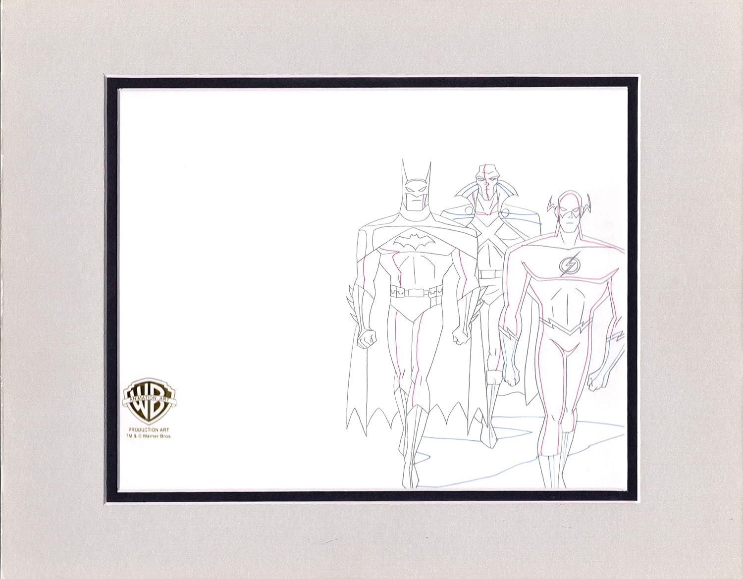 Justice League Unlimited Superman Flash and Martian Manhunter KEY Production Animation Cel Drawing from Warner Brothers 285