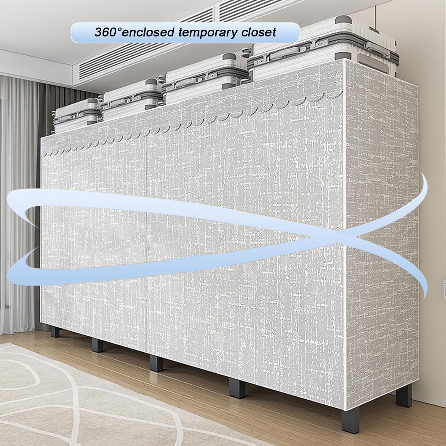 Heavy Duty Rolling Covered Metal Garment Rack with Lockable Wheels and Door, Load 2000lbs, Portable Closets for Hanging Clothes, Large Capacity 360°Enclosed Clothing Racks (A, 33.5in/85cm)
