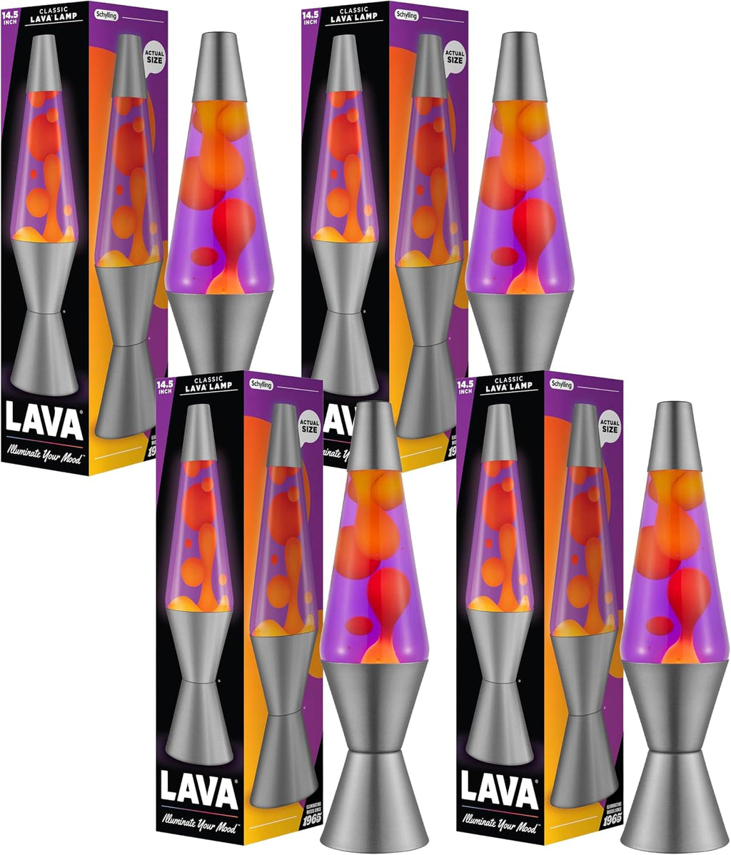 Lava® Lamp - 14.5' Purple Sunset - The Original Motion Light - Yellow Wax and Purple Liquid - Item #2635 (Amazon Exclusive),(Pack of 4)