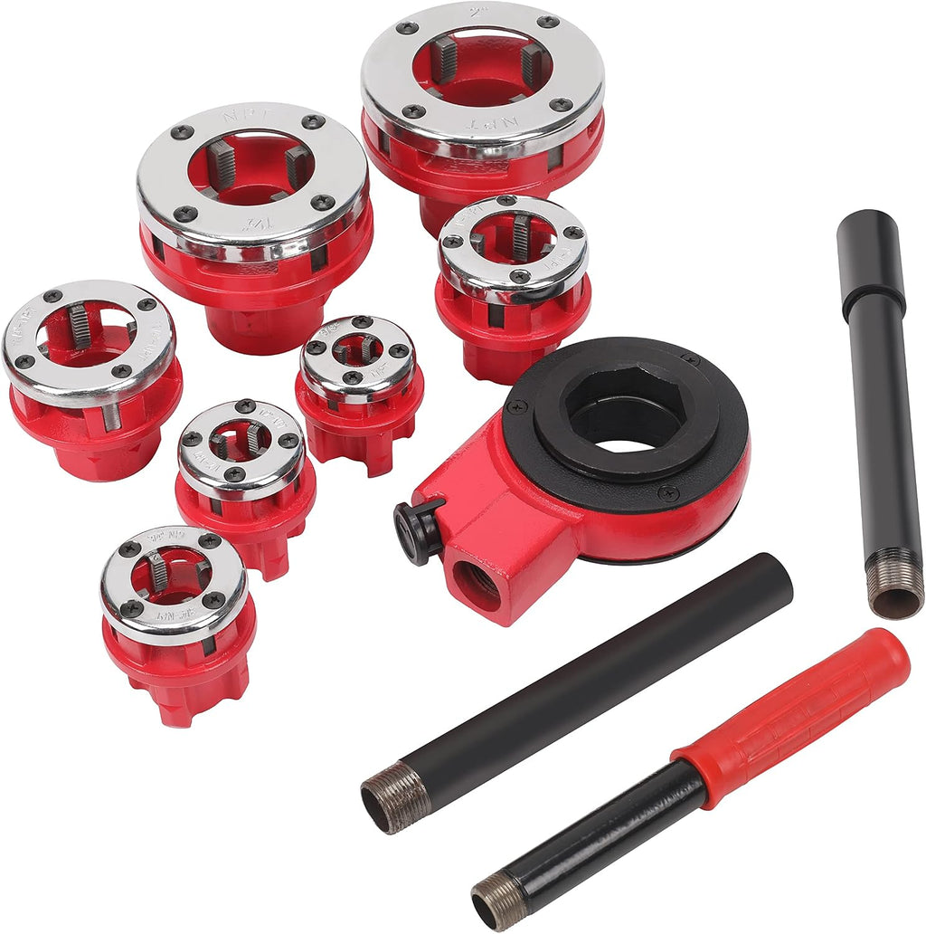 HFS(R Ratchet Pipe Threader Kit Ratcheting Pipe Threading Tool Set (7 dies 3/8', 1/2', 3/4',1', 1-1/4', 1-1/2', and 2')