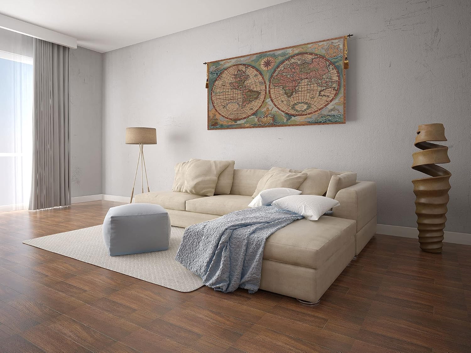 Charlotte Home Furnishings Inc. Antique Map I Small Italian Tapestry Wall Hanging 16 X 26 Inch Viscose Cotton And Polyester Blend Wall Art Italian Woven Perfect For Home Decor And Wall Decor