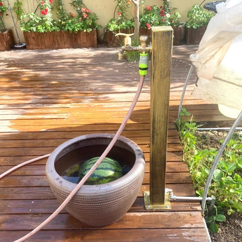 Antique Outdoor Faucet Post with Copper Tap, 304 Stainless Steel Hose Stand, Decorative Water Column for Garden, Backyard, and Farm Use