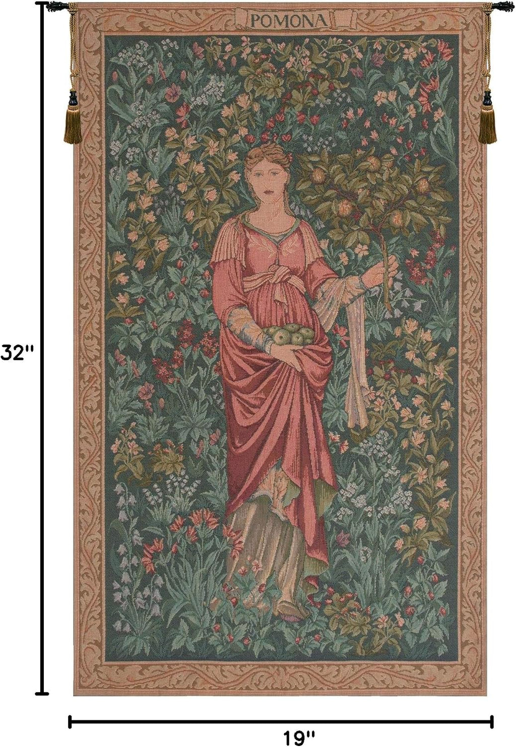 Charlotte Home Furnishings Inc French Boho Tapestry Wall Hanging 32 x 19 in, Pomona Aesthetic Woven Tapestry Boho decor for Living Room Home Decor, European Cotton Jacquard Woven
