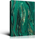 Denzoer Green Texture and Gold Abstract Wall Art Modern Canvas Prints with Solid Wood Frame Wall Pictures for Home Decoration, Ready to Hang - 36x46 inches