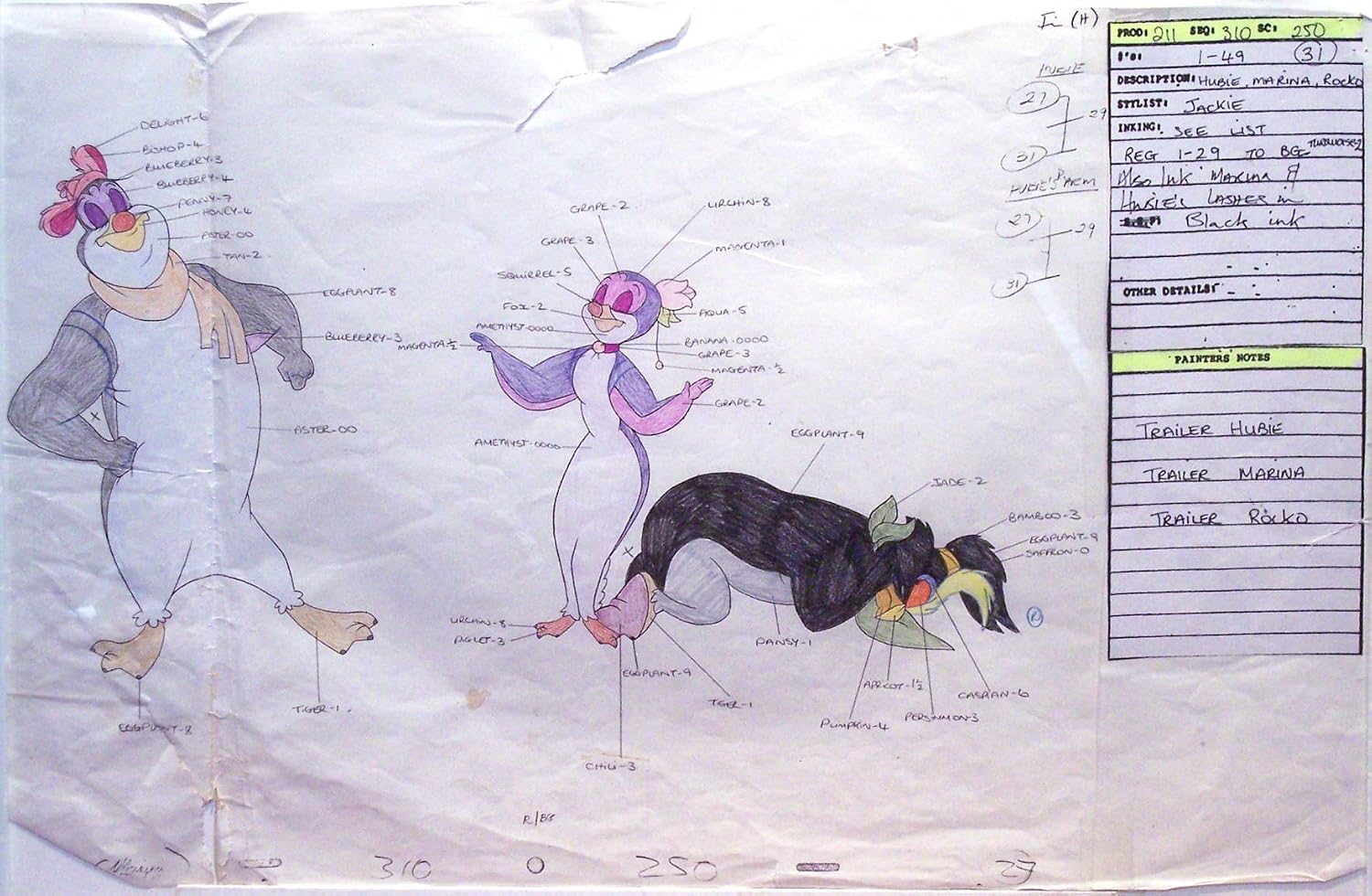Pebble and the Penguin 1992, Original - Don Bluth Studios - Animation Cel Color Key Drawing