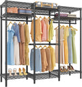 VIPEK V5i Garment Rack Bedroom Armoires Freestanding Closet Organizer, Portable Wardrobe Closet Heavy Duty Clothing Rack with 8 Adjustable Shelves & 4 Hang Rods, 56.7' Lx15.7 Wx76.4 H, Black (Medium)