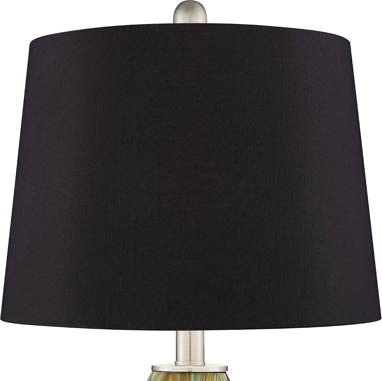 360 Lighting Azure Modern Table Lamps 26.75' High Set of 2 Blue Brown Art Glass Brushed Nickel Metal Black Fabric Drum Shade Decor for Living Room Bedroom House Bedside Nightstand Home