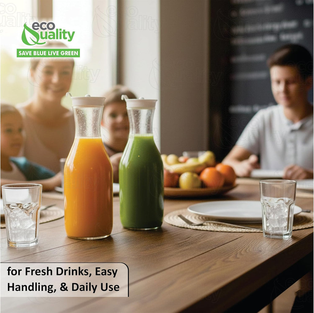 Clear Plastic Heavy Duty Pitcher - Large Water Carafes, Plastic Bottles with Flip Top Lid, Beverage Pitchers with Lid - BPA Free Plastic Decanter, Juice, Ice Tea, Picnic, Catering (50 Oz) (48)