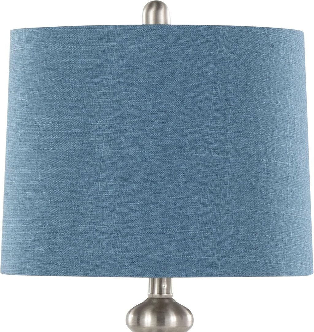 Ashland 27' Metal Table Lamps Set of 2, Desk Lamp, Bedside Lamps for Night Stands, Nightstand Lamp, Small Lamp, Small Table Lamps for Living Room Set of 2 (Brushed Nickel, Moroccan Blue Linen)