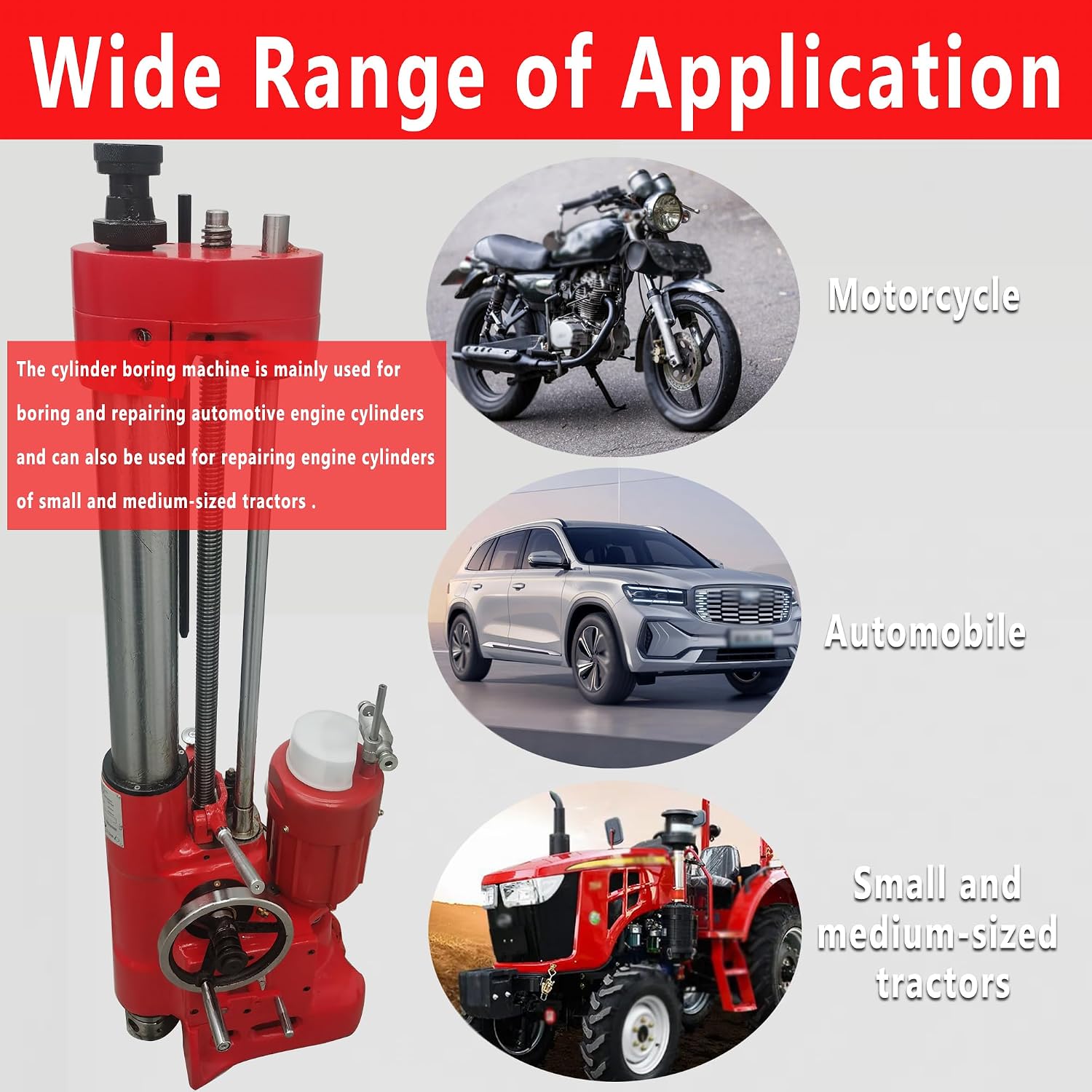 T8016A Cylinder Boring Machine for Automotive & Motorcycle Engines 220V Single-Phase High Precision Engine Cylinder Repair Machine with 80-165mm Boring Range with Heavy Duty Cutting Capacity