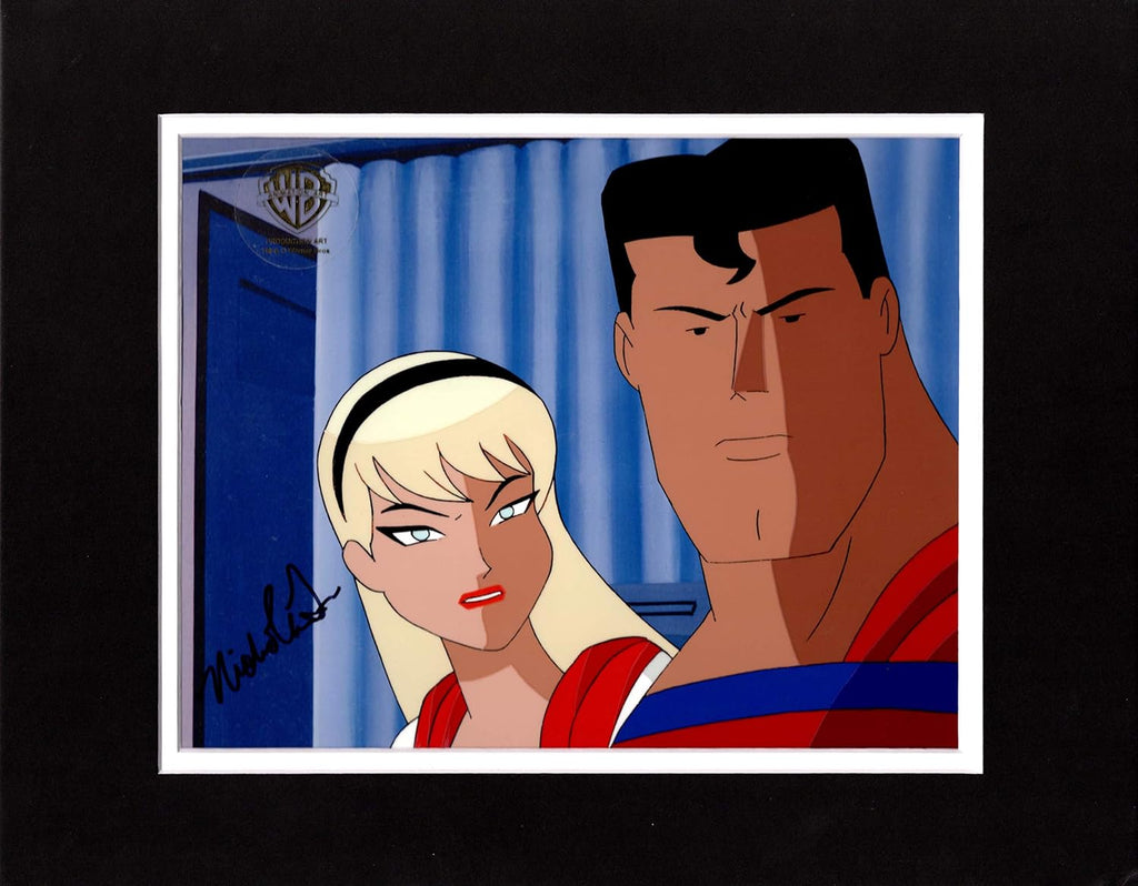 Superman The Animated Series Production Animation Cel With Supergirl and Superman - DC Warner Brothers 2000 SIGNED by Nicholle Tom 399