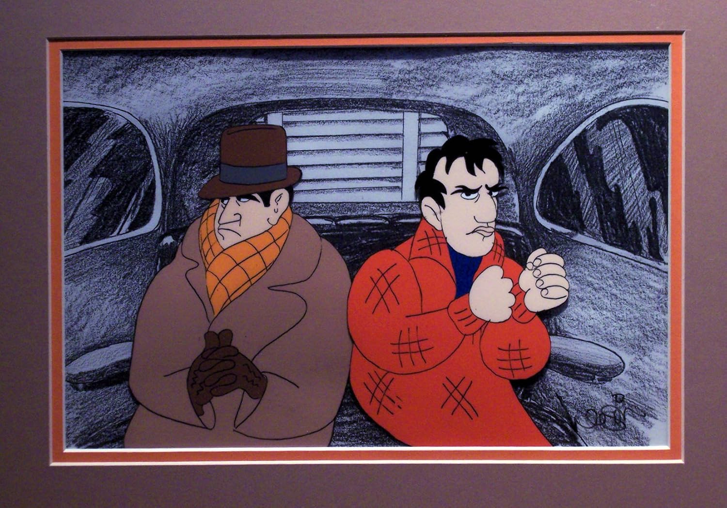 Marlon Brando and Rod Steiger Original Animation Cel from Electric Company Animated Spoof of 'On The Waterfront'