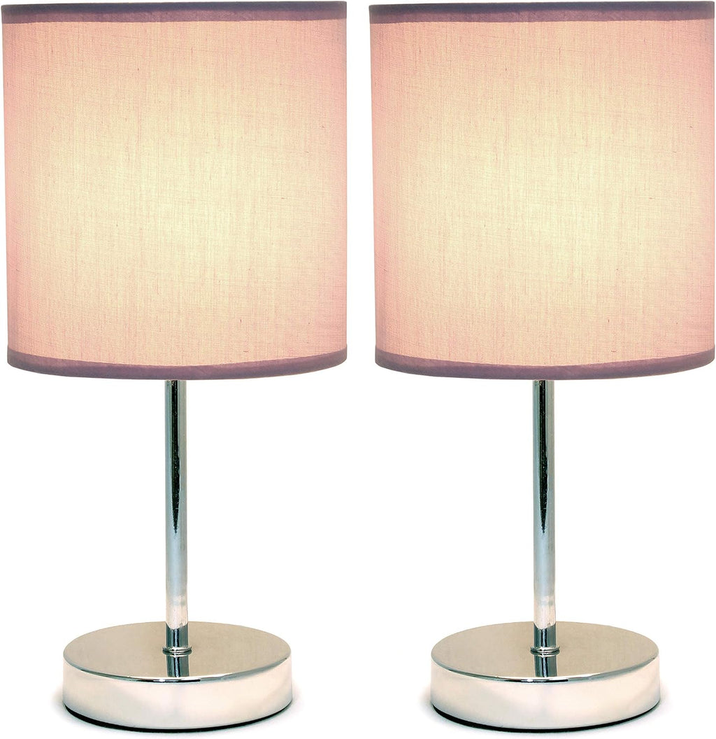 Simple Designs LT2007-PRP-2PK Basic Chrome Mini Table Lamp for Living Room, Bedroom, Purple (Pack of 12, 24 Count Total)