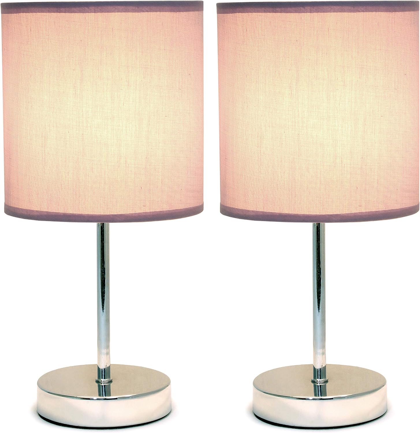 Simple Designs LT2007-PRP-2PK Basic Chrome Mini Table Lamp for Living Room, Bedroom, Purple (Pack of 12, 24 Count Total)