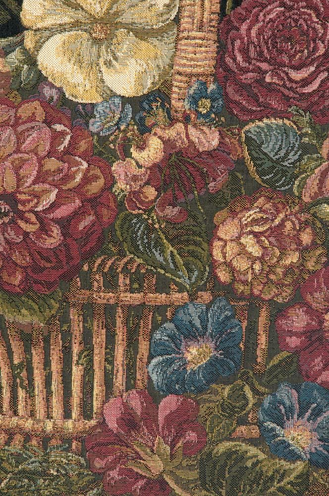 Charlotte Home Furnishings Italian Tapestry Wall Hanging 26x 40 in Flower Basket Black Wall Art Floral Tapestry for Bedroom Aesthetic Living Room and Home Decor European Soft Cotton Jacquard Woven