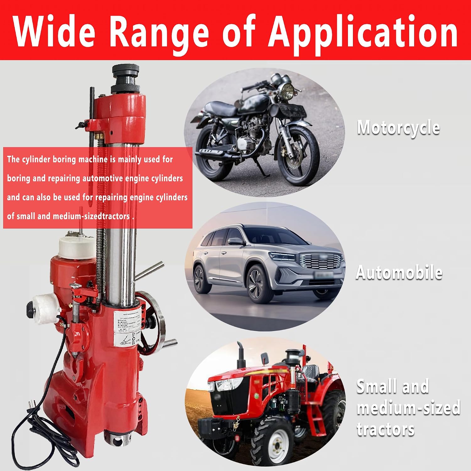 T8014A Cylinder Boring Machine for Automotive & Tractor Engines 220V High Precision Engine Cylinder Repair Machine with 65-140mm Boring Range with Heavy Duty Cutting Capacity