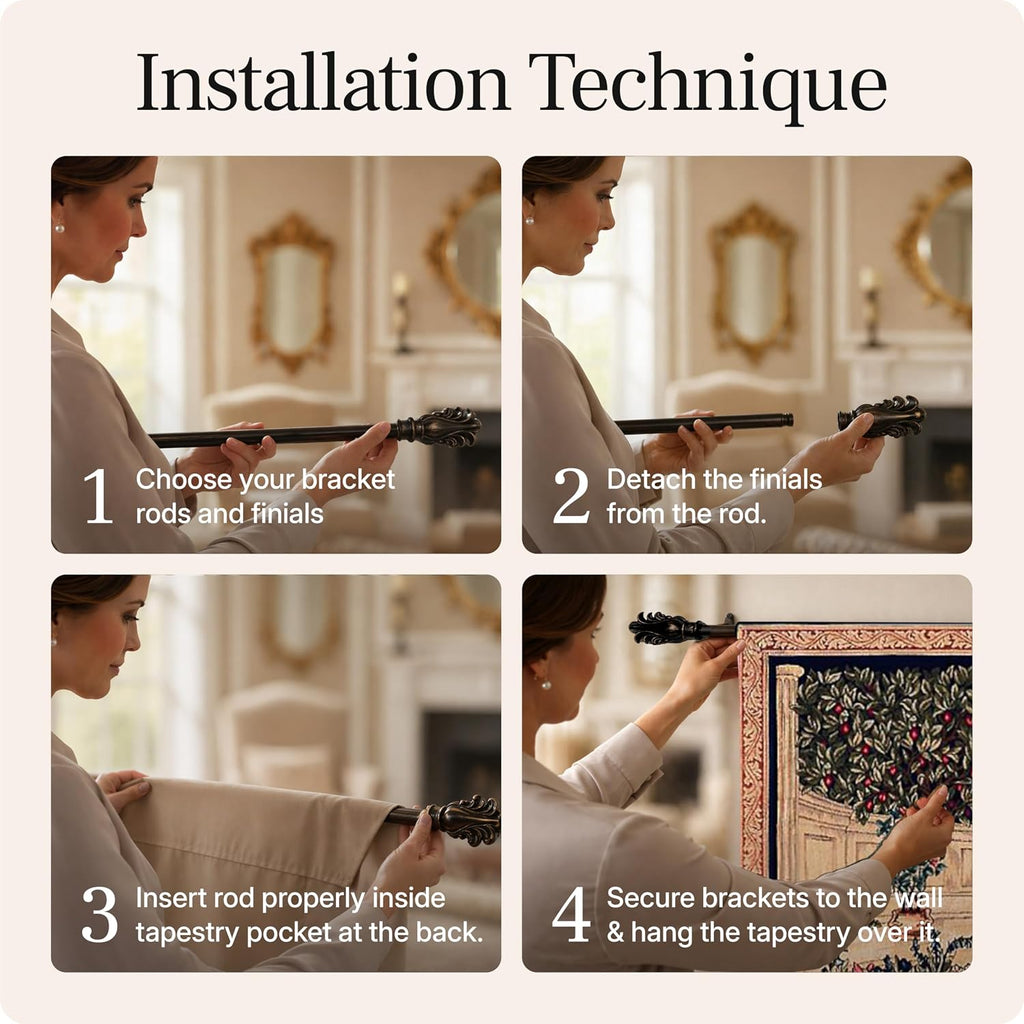 Charlotte Home Furnishings Inc French Boho Tapestry Wall Hanging 25 x 32 in, The Minstrel Aesthetic Woven Wall Art decor for Living Room Home Decor, European Cotton Jacquard Woven