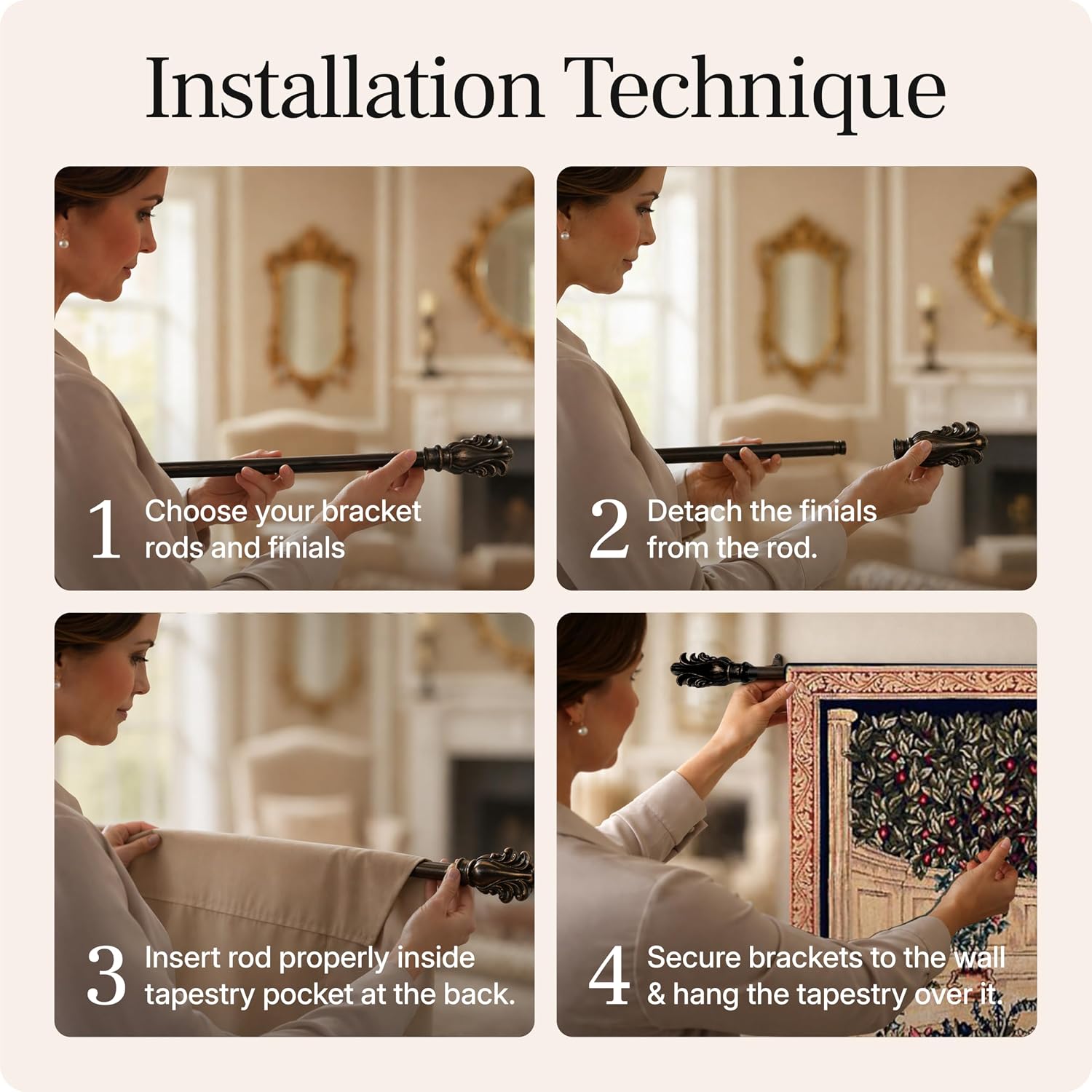 Charlotte Home Furnishings Inc French Boho Tapestry Wall Hanging 25 x 32 in, The Minstrel Aesthetic Woven Wall Art decor for Living Room Home Decor, European Cotton Jacquard Woven