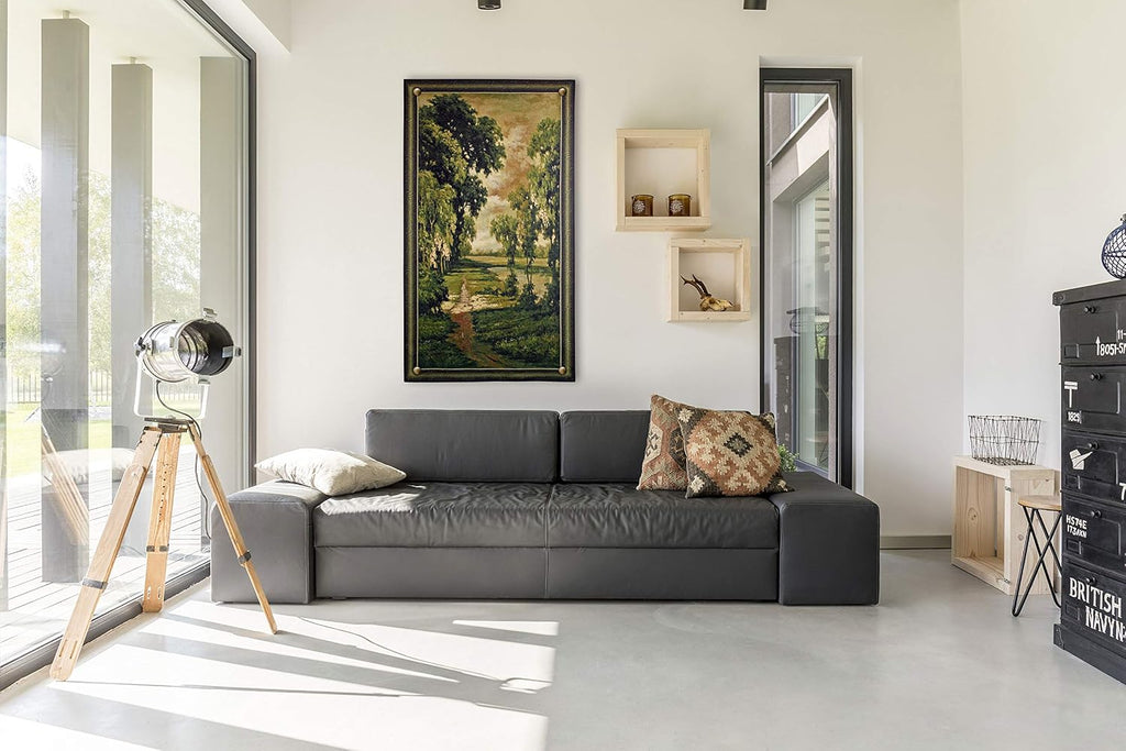 Tranquility | Woven Tapestry Wall Art Hanging | Nature Lush Forest Path | 100% Cotton USA Size 93x53