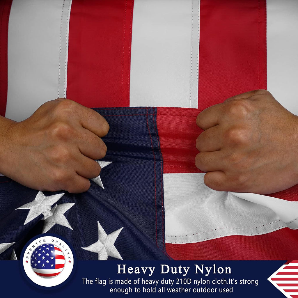 American Flag 10x15 Ft for Outside,Heavy Duty US Flag for High Wind Outdoor | Heavy Duty Nylon, Fade Resistant and Waterproof USA Flag with Embroidered Stars, Sewn Stripes, Brass Grommets